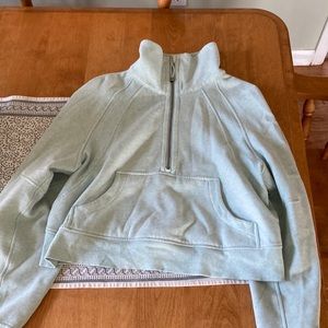 Oversized Scuba Half Zip Funnel Neck - Heathered Delicate Mint - XS/S